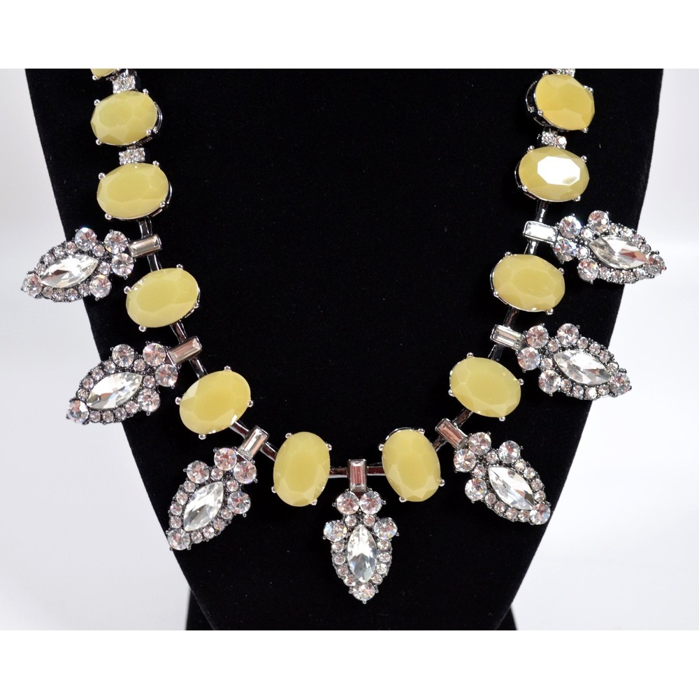 lia sophia Astoria Silver Tone Chunky Statement Necklace 21" Clear Rhinestones